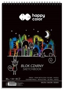 Szkicownik na spirali czarny A4 40ark. 80g KOTY, Happy Color