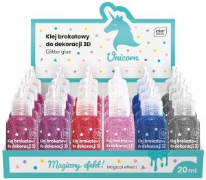 Klej brokatowy 3D 20 ml. Unicorn, Interdruk