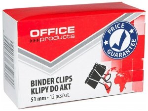 Klipy do dokumentów 51mm, 12szt, czarne, Office Products