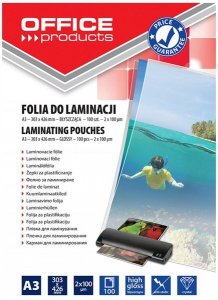 Folia do laminowania A3, 2x100mikr, błyszcząca, 100szt, transparentna, Office Products