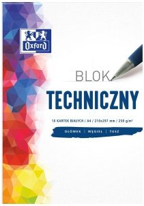 Blok techniczny A4 10k 250g biały, Oxford