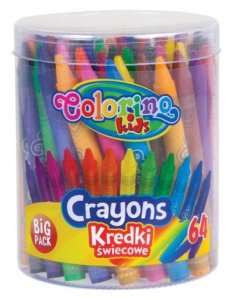 Kredki świecowe wiaderko 64-szt, Colorino Kids