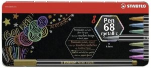 Pisaki Pen 68 8-kol. metallic etui metalowe, Stabilo