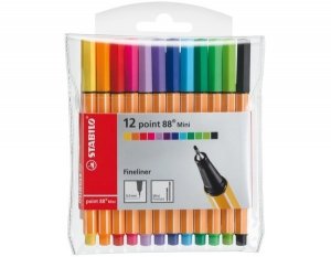 Cienkopisy Point 688 Mini 12-kol. w etui 688/12, Stabilo