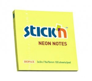 Notes samoprzylepny 76 x 76 mm żółt-neon, Stick`n