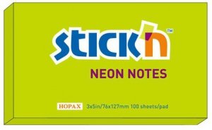 Notes samoprzylepny 127 x 76 mm zielony neon, Stick`n