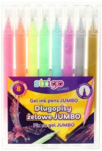 Długopisy żelowe jumbo 8-kol., Strigo