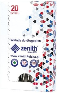 Wkłady do długopisu Zenit nieb. metal. op. 20 szt., Zenith