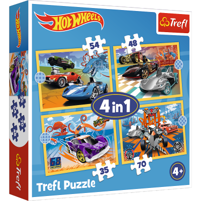 Puzzle 4w1 Pojazdy Hot Wheels 34627