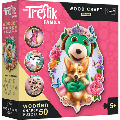 Puzzle 50 drewniane Wood Craft Junior Wesołe Trefliki 20206