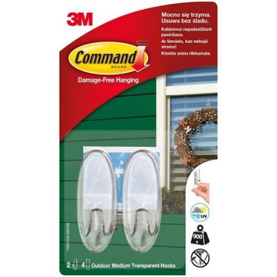 Haczyki samoprzylepne średnie transparentne także na zewnątrz 17091CLR-AWCEE 2 szt. Command, 3M