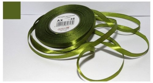 Wstążka satynowa zielona-ciemna 6 mm 32 mb. AX06-36, Aliga