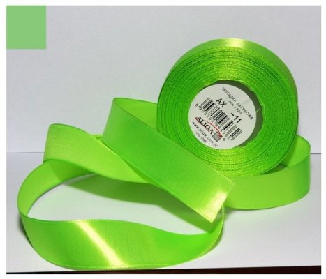 Wstążka satynowa zielona-jasna 6 mm 32 mb. AX06-11, Aliga