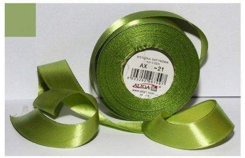Wstążka satynowa blado-zielona 6 mm 32 mb. AX06-21, Aliga