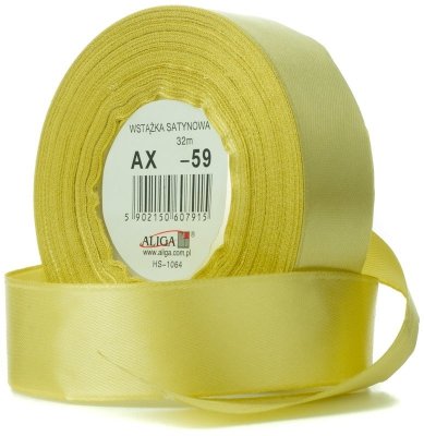 Wstążka satynowa szaro-żółta 12 mm 32 mb. AX12-59, Aliga