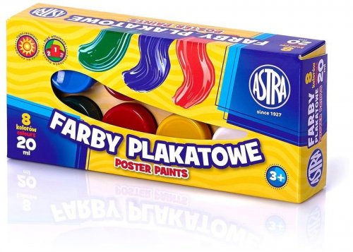 Farby plakatowe 8-kol. 20 ml., Astra