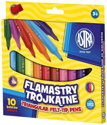 Flamastry trójkątne 10-kol. Jumbo. 31411001, Astra