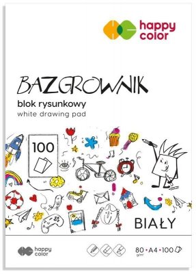 Blok rysunkowy Bazgrownik A4 100ark. 80g Happy Color