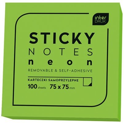 Karteczki samoprzylepne 75x75 100 k. neonowe, Interdruk