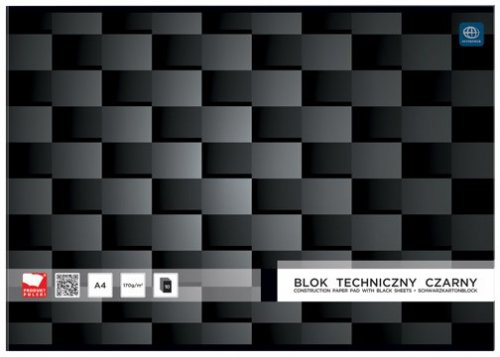 Blok techniczny czarny A4 10 k. 170g, Interdruk