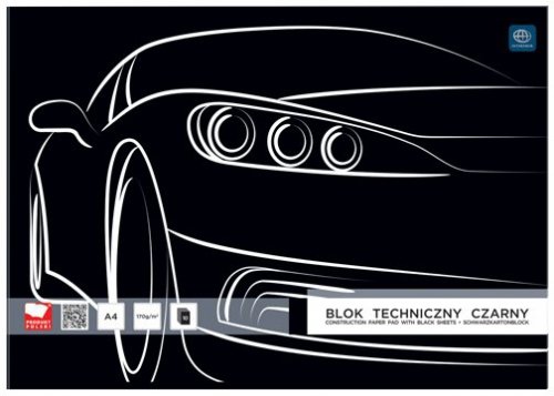 Blok techniczny czarny A4 10 k. 170g, Interdruk