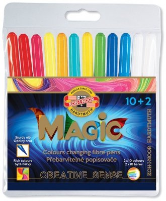 Flamastry 10-kol. + 2 szt. Magic, Koh-I-Noor