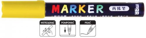 Marker akrylowy 1-2 mm, żółty, M&G