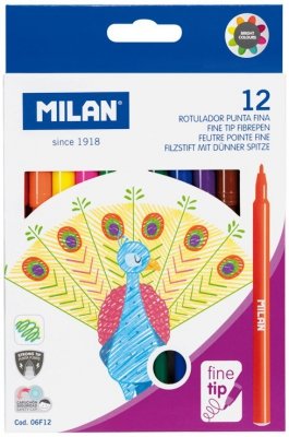 Flamastry 12-kol. z cienką końcówką, Milan