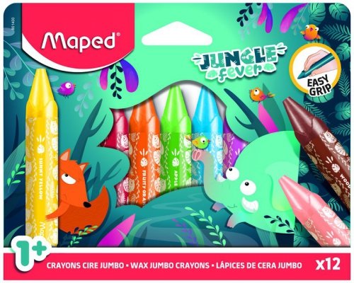 Kredki świecowe Jumbo Jungle Fever 12szt Colorpeps Maped
