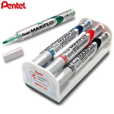 Marker suchościeralny 4-kol. + gąbka MWL5S-4N, Pentel