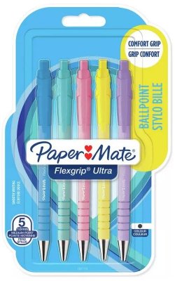 Długopis Flexgrip Ultra pstryk. Med. pastel 5szt. wkład czarny, Paper Mate