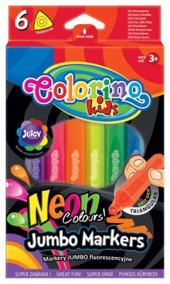 Flamastry 6-kol. trójkątne neonowe Jumbo Colorino, Patio