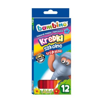 Kredki 12-kol. 18 cm trójkątne ołówkowe Bambino, St.Majewski