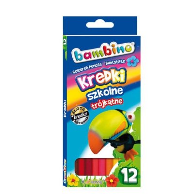 Kredki 12-kol. 18 cm trójkątne ołówkowe Bambino, St.Majewski