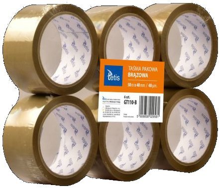 Taśma pakowa 48 mm x 50 m brązowa cicha,Tetis