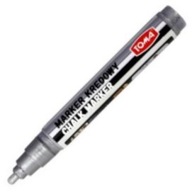 Marker kredowy do czarnych tablic końc. 4.5 mm srebrny 292-94, Toma