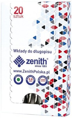 Wkłady do długopisu Zenit nieb. metal. op. 20 szt., Zenith