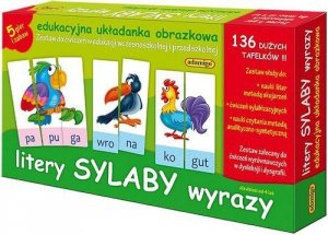Litery sylaby wyrazy edukacyjna układanka obrazkowa