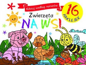 Koloruj według numerów. Zwierzęta na wsi
