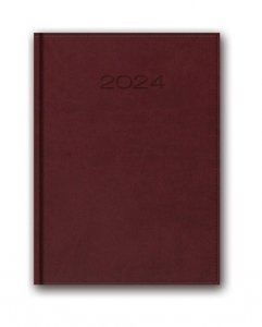Kalendarz 2024 21D A5 Książkowy bordowy