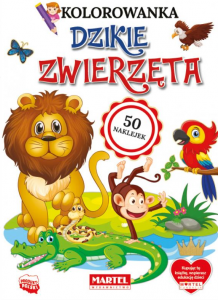 Kolorowanka. Dzikie zwierzęta z naklejkami