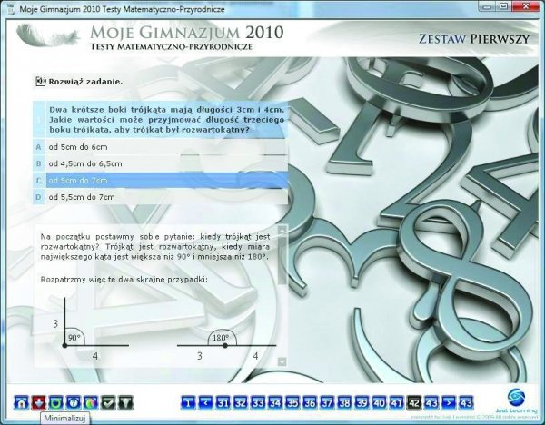 Moje Gimnazjum 2010. Testy matematyczno-przyrodnicze. Multimedialny kurs przygotowujący do egzaminu gimnazjalnego. PC CD-ROM