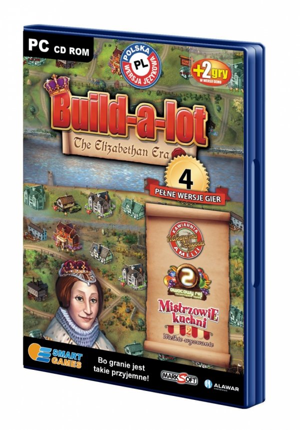 Zestaw 4 gier: Build-a-lot: The Elizabeth Era. Kawiarnia Amelii: Wakacyjna przygoda. Mistrzowie kuchni 2: Wielkie wyzwanie. Owocowy Raj 2: Zaczarowane Wyspy