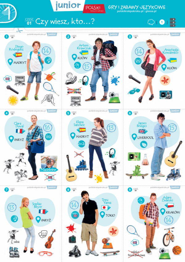 Polski krok po kroku Junior 2. Gry i zabawy językowe - przykładowe plansze