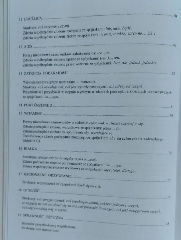 Chcę studiować medycynę. Język polski dla cudzoziemców - spis treści