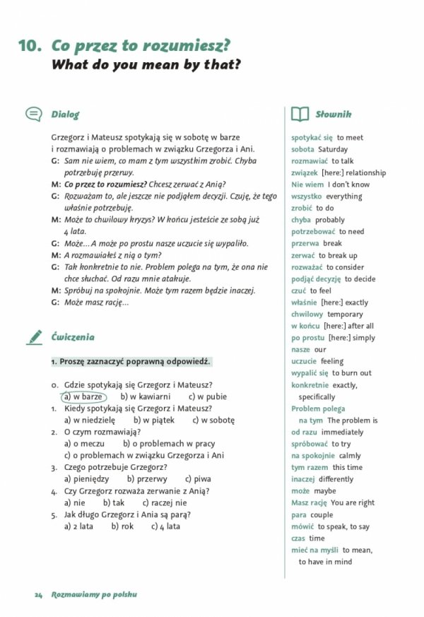 Rozmawiamy po polsku. 100 dialogów z ćwiczeniami. Język polski dla obcokrajowców A1+/A2