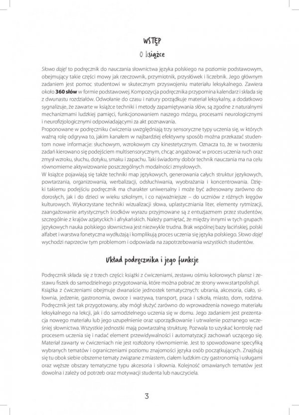 Słowo daję! Ćwiczenia leksykalne z języka polskiego jako obcego na poziomie A1