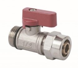 Zawór kulowy mini dławik 1/2 PEX czerwony