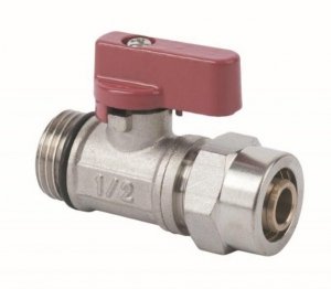 Zawór kulowy mini dławik 1/2 PEX czerwony