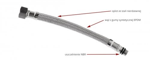 Ferro wąż w oplocie  1/2”×3/8” n-n 30cm
